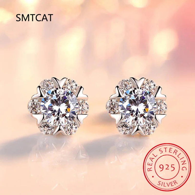 Real 1 Carat D Color Moissanite Earrings For Women 100% 925 Sterling Silver Snowflake Earring 2022 Trend Wedding Jewelry