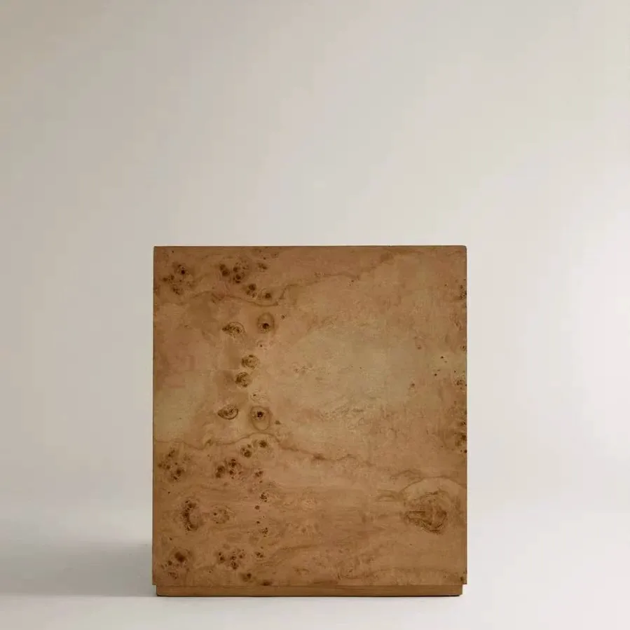 Log-style cubic-shaped side table, bedside table, small coffee table, decorative item view 2