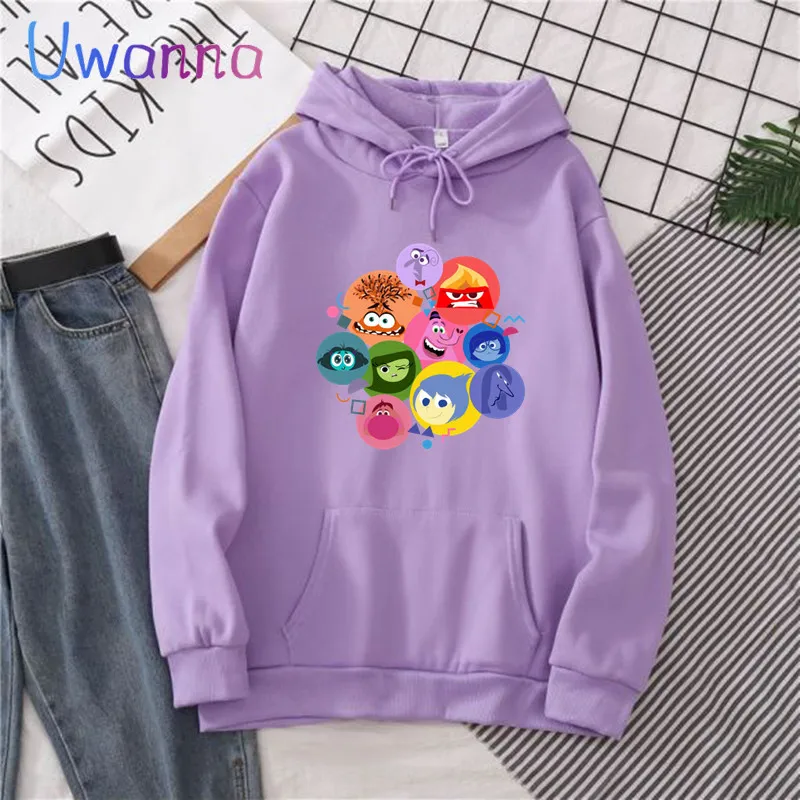 Cute Inside Out Hoodies Women Anime Hoodie Printing Cartoon Pocket Female Sweatshirt Winter Harajuku Fleece Clothing Tops