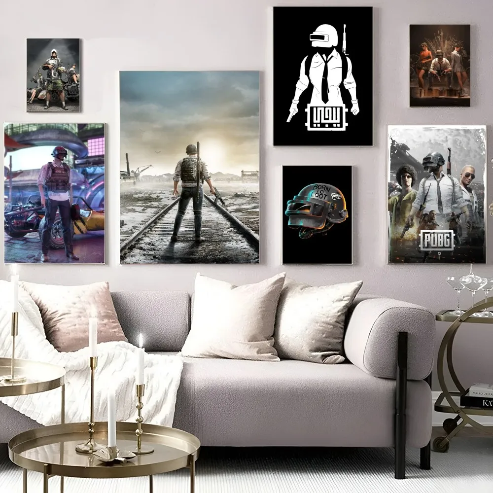 P-PUBG GAME Poster Anime Anime Posters Sticky HD Quality Wall Art Retro Posters for Home Kawaii Room Decor