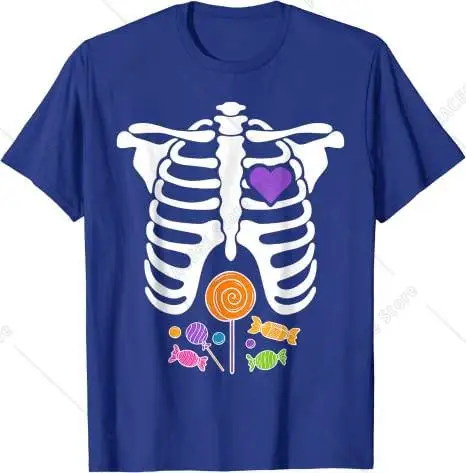 Fantasia de esqueleto de Halloween Candy Xray para homens e mulheres, camiseta engraçada de doces ou doces, sem açúcar, camisetas gráficas, presentes para criança, meninos