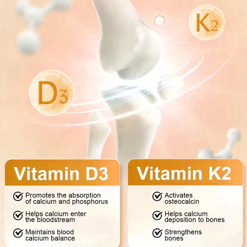 Vitamin D3K2 Capsule for Boosting Calcium Absorption Bone & Joint Health Preventing Osteoporosis Increase Immunity Support Heart