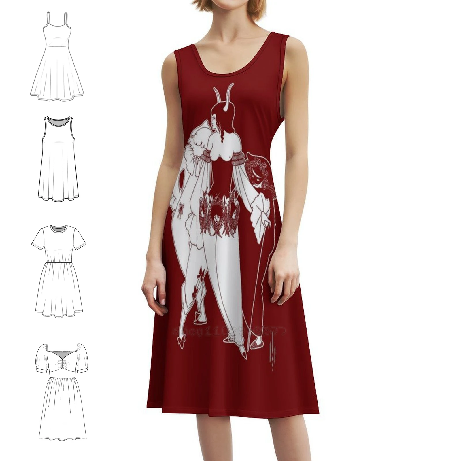 

Сексуальное платье The Masque Of The Red Death 1894-5-Aubrey Beardsley для женщин, мини-платье для пляжной вечеринки, дня рождения, Ван Гога