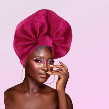 Abartılı papyon türban kap kadınlar için afrika oto Gele Headtie düğün parti şapka kadın kafa sarar