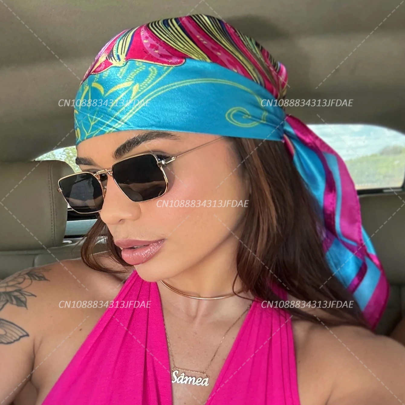 

90 см атласный квадратный шарф женский мусульманский хиджаб элегантный шелковый шейный платок с принтом шаль повязка на голову ручка аксессуары для волос бандана