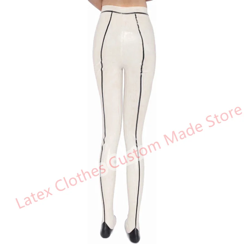 Sexy Lingerie for Women Handmade Latex Pants Rubber Trousers Fetish Cosplay Costumes Customize White with Black Trim