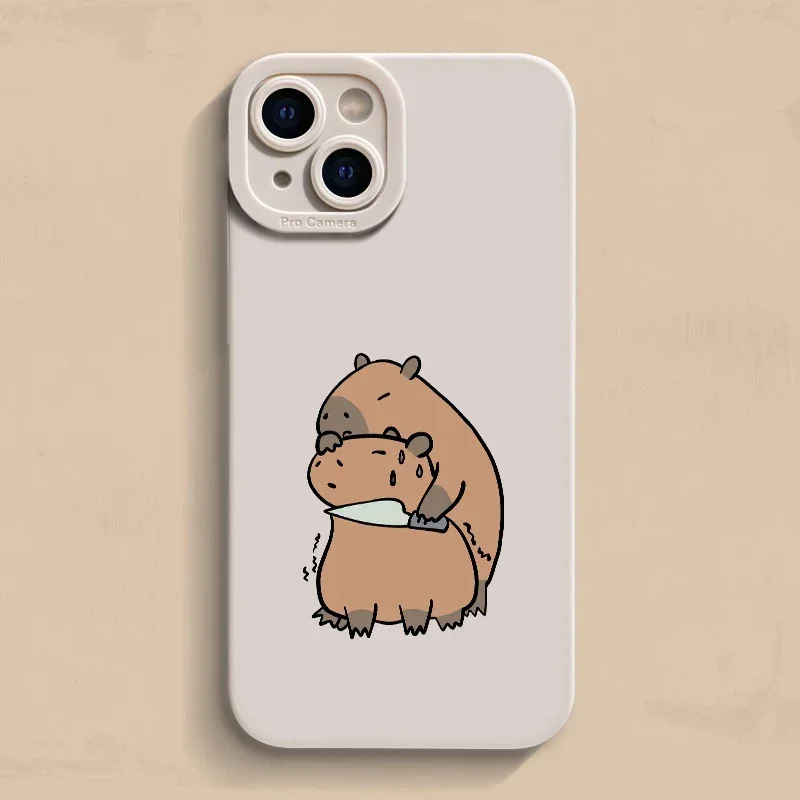 مضحك الكرتون كابيبارا قضية الهاتف آيفون 17 16 15 14 13 12 11 برو ماكس 15 زائد لطيف لينة سيليكون الغطاء الخلفي