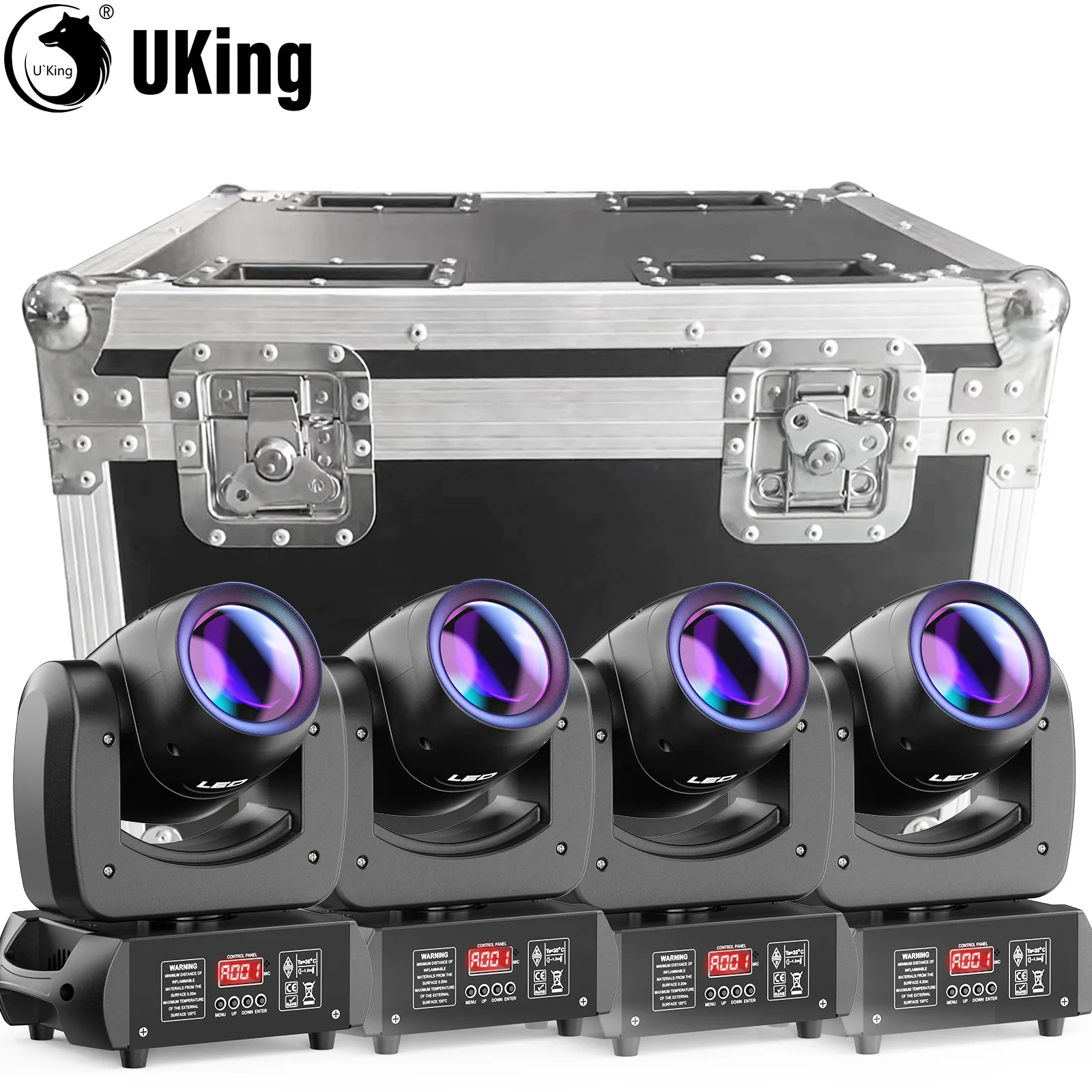 

U'King 4 шт. 100 Вт светодиодные фары с подвижной головкой в гобо с авиакомпанией, 18 призменных сценических фонарей и комплект летных фонарей для дискотеки, свадьбы, вечеринки