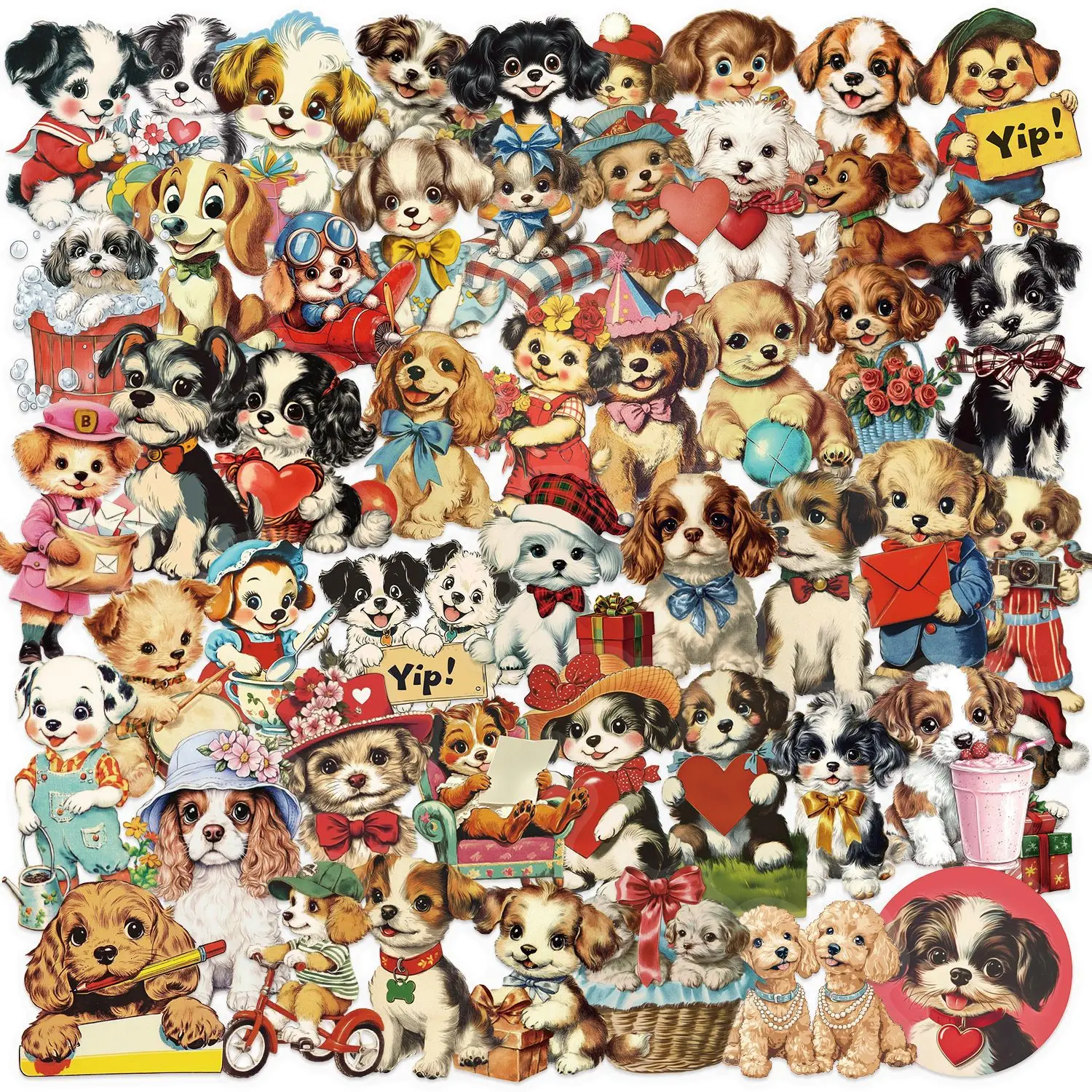 

10/50PCS Transparent INS Style American Retro Puppy Animal Daily Graffiti PET Material Decorative Waterproof Sticker Kids Toy