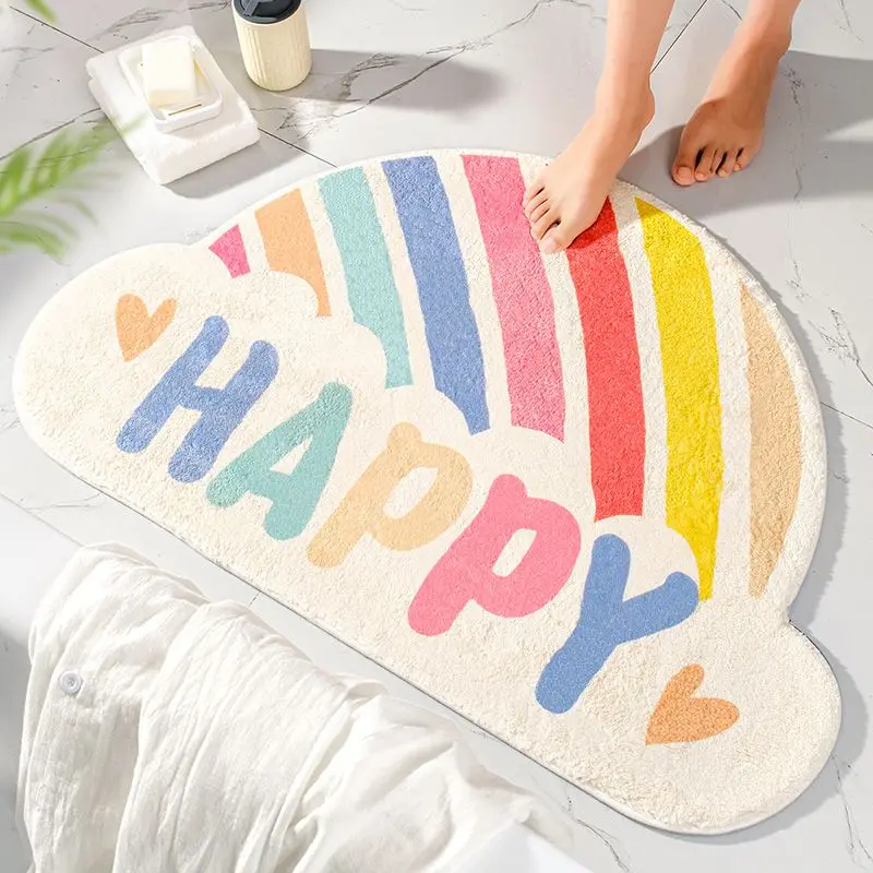 1 pcs 40*60CM Semi-round Rug Bathroom Toilet Entry Floor Mat Bedroom Non-slip Floor Mat