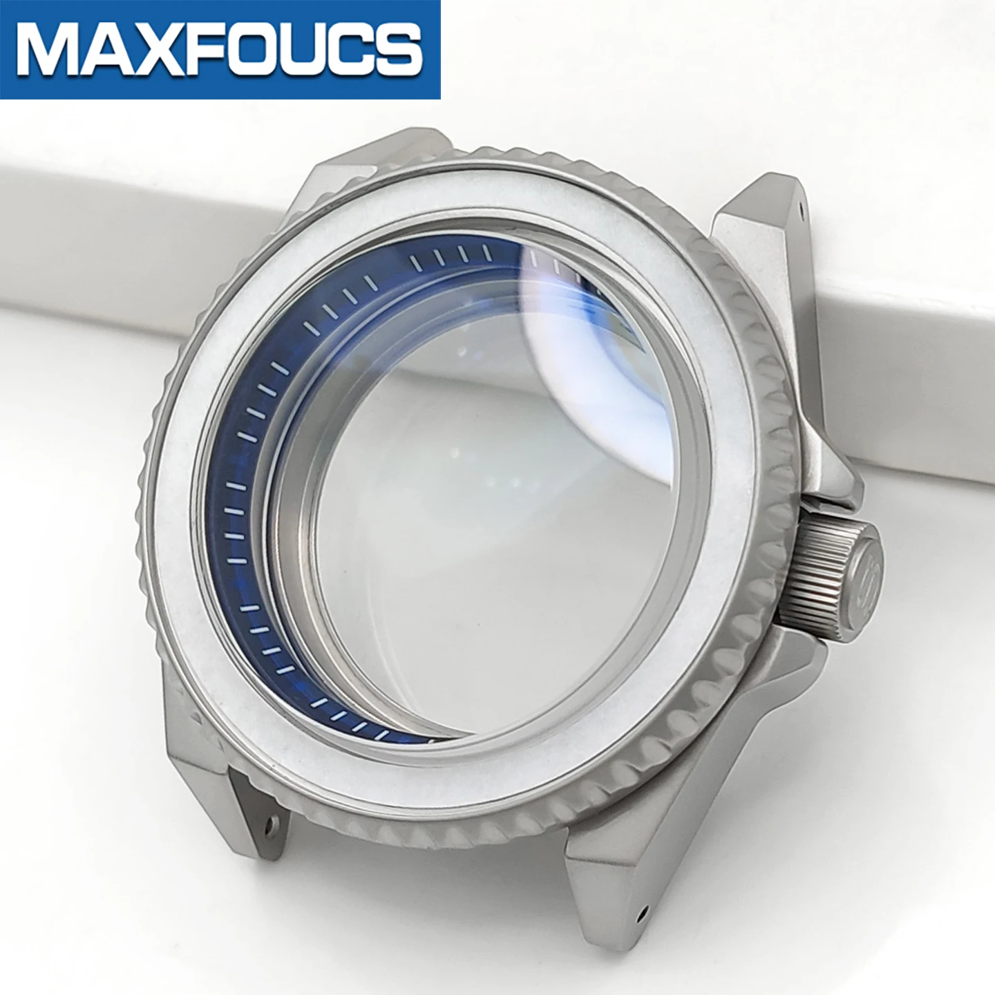 Samurai Matt-Silbernes Uhrengehäuse SKX MOD NH35 NH34 Mit 3-Uhr-Krone aus Edelstahl, Lünette und Krone, Maßgefertigtes Zubehör – Detail 10