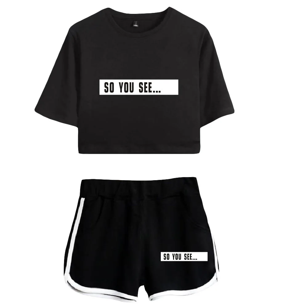 Summer Women's Sets So You See Dhar Mann Merch Short Sleeve Crop Top + Shorts Sweat Suits Women Tracksuits Two Piece Outfits