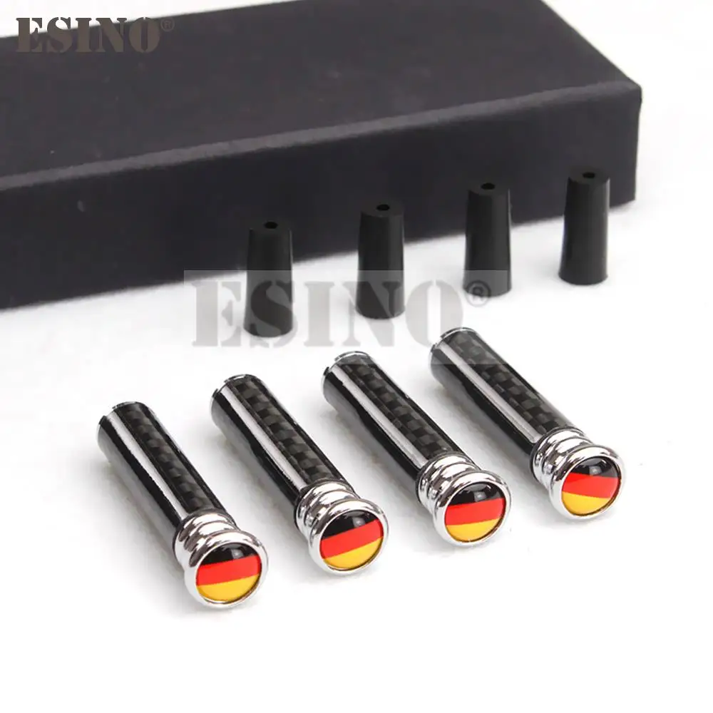 4 x Germany DE Color National Flag Carbon Fiber Car Bolt Interior Door Lock Button Screw Knob Pin Caps Covers Pin Caps Trim