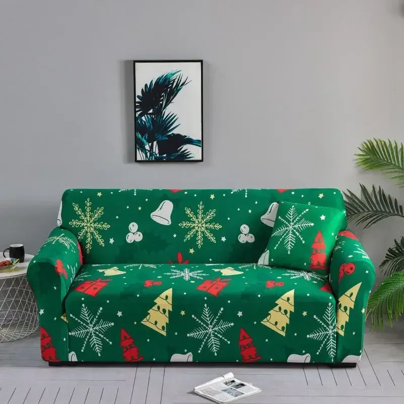 New Elastic Non-Slip Christmas Sofa Cover Stretch Santa Claus Sofa Slipcover for Living Room Office Decor Furniture Protector image 6