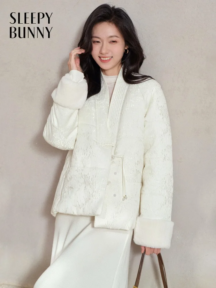 

Элегантное жаккардовое хлопковое пальто, женская зимняя стеганая куртка, высококачественная теплая верхняя одежда в китайском стиле с пуговицами на каждый день