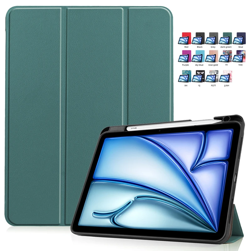 For iPad Air 13 2024 Case Leather Soft Back Fold Stand Smart Cover For iPad Air 2024 M2 Air 13 11 inch 2024 Case with Pen Holder