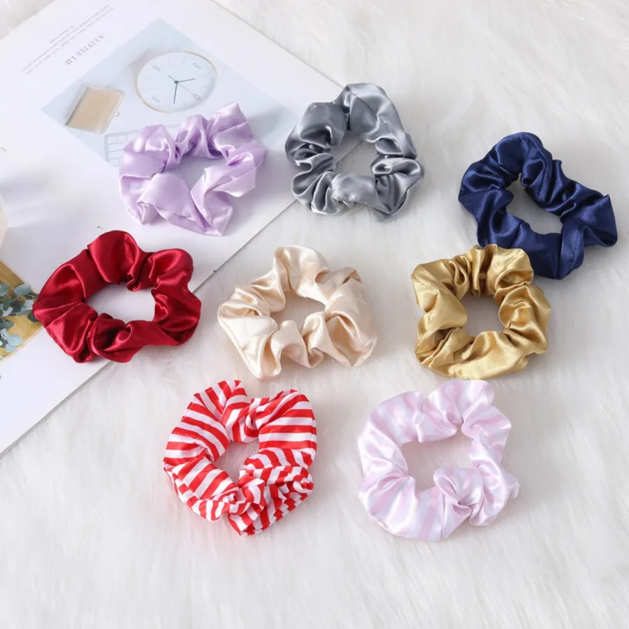 Pure color imitation silk large intestine ring satin silk hair ring simple all-matching hair rope hair band hair ring in stock - Detail 1