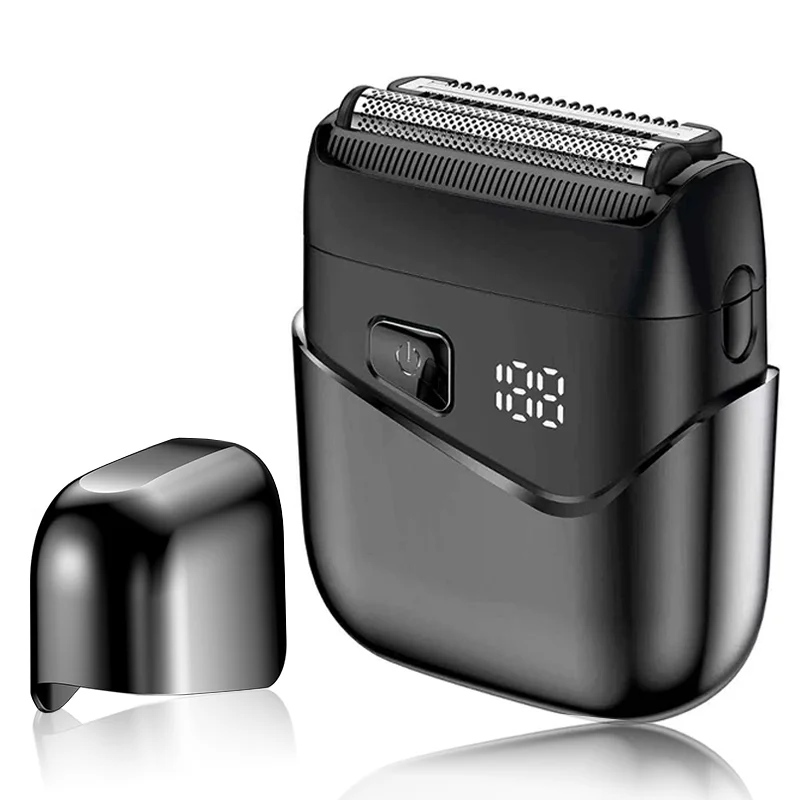 

Mini Electric Foil Shaver for Men Portable 2 Floating Blades Travel Razor LED Display Face Beard Trimmer Waterproof Rechargeable
