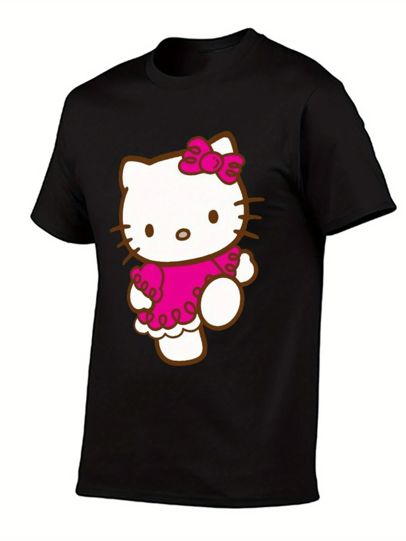 

Хлопковые мужские и женские футболки с графическим принтом «Hello Kitty», лето, осень-зима, роскошные брендовые спортивные футболки с короткими рукавами
