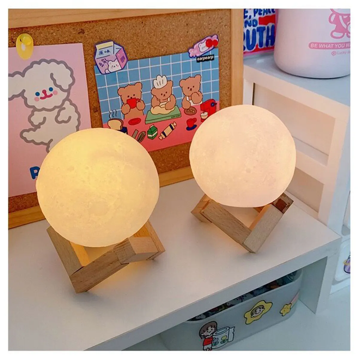 Fashion Creative Moon Light Study Desktop Decoration Pieces Bedside Bedroom Soft Light Sleep Light 8.5cm