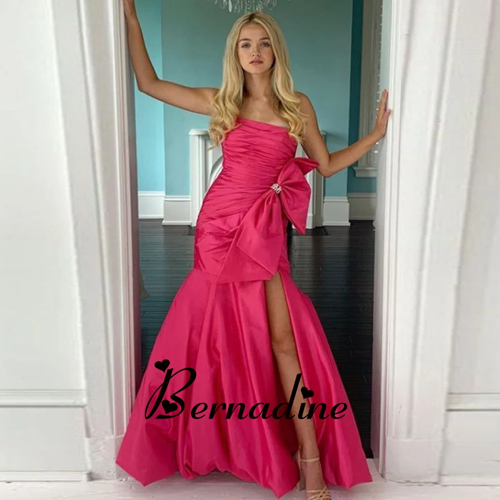 

Bernadine Evening Dresses Attractive Strapless Evening Party For Women Mermaid Slit Bowknot Stain Robes De Soirée Personalised