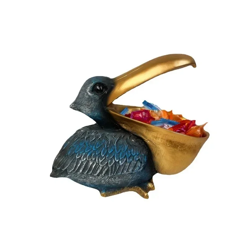 Resin Handicraft Pelican Golden Bird Desktop Storage Container Candy Tray Put Away The Ornaments Living Room Tabletop Crafts