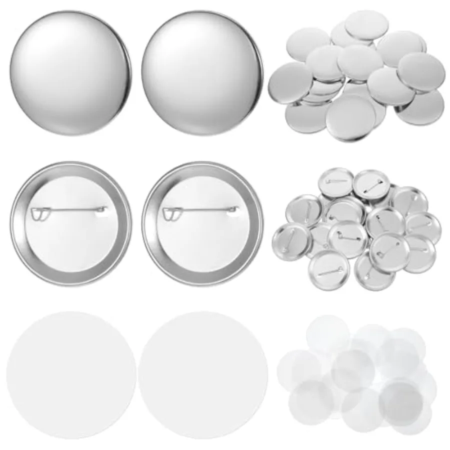 

100 Sets Round Badge Blank Button Pins 58mm 2.28 inch Button Maker Supplies for Buttons Maker Machine Includes Metal Cover Meta