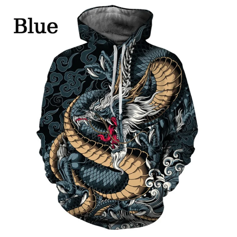 Harajuku Fashion Abstract Dragon 3D Print Hoodie Cute Animal Sweatshirt Men/Women Casual Pullover