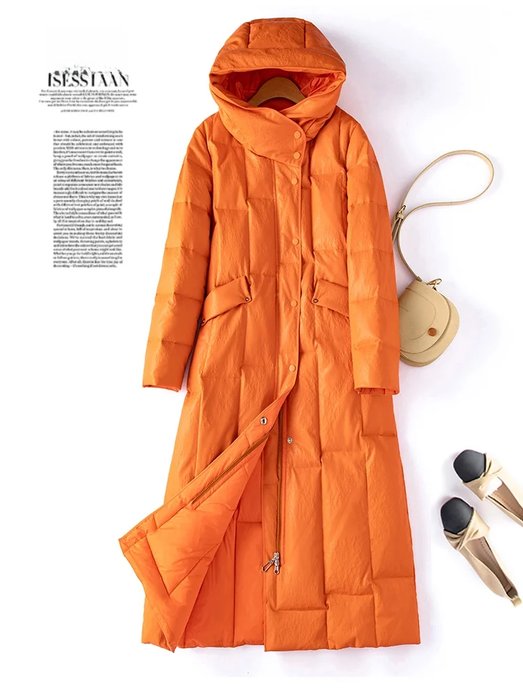  Ning Genuine Leather down Jaet Women's Mid-Length Thiened White Du down Winter Outerwear eepskin Coat