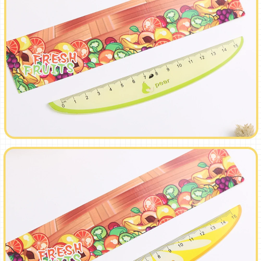6pcs 15cm Plastic Fruit Pattern Creative Rulers for Kids Students School Stationery Clear Measuring Scales Lightweight