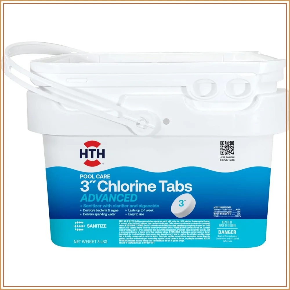 3" Chlorine Tabs Advanced for Swimming Pool Care, 5lb Chlorinating Sanitizer