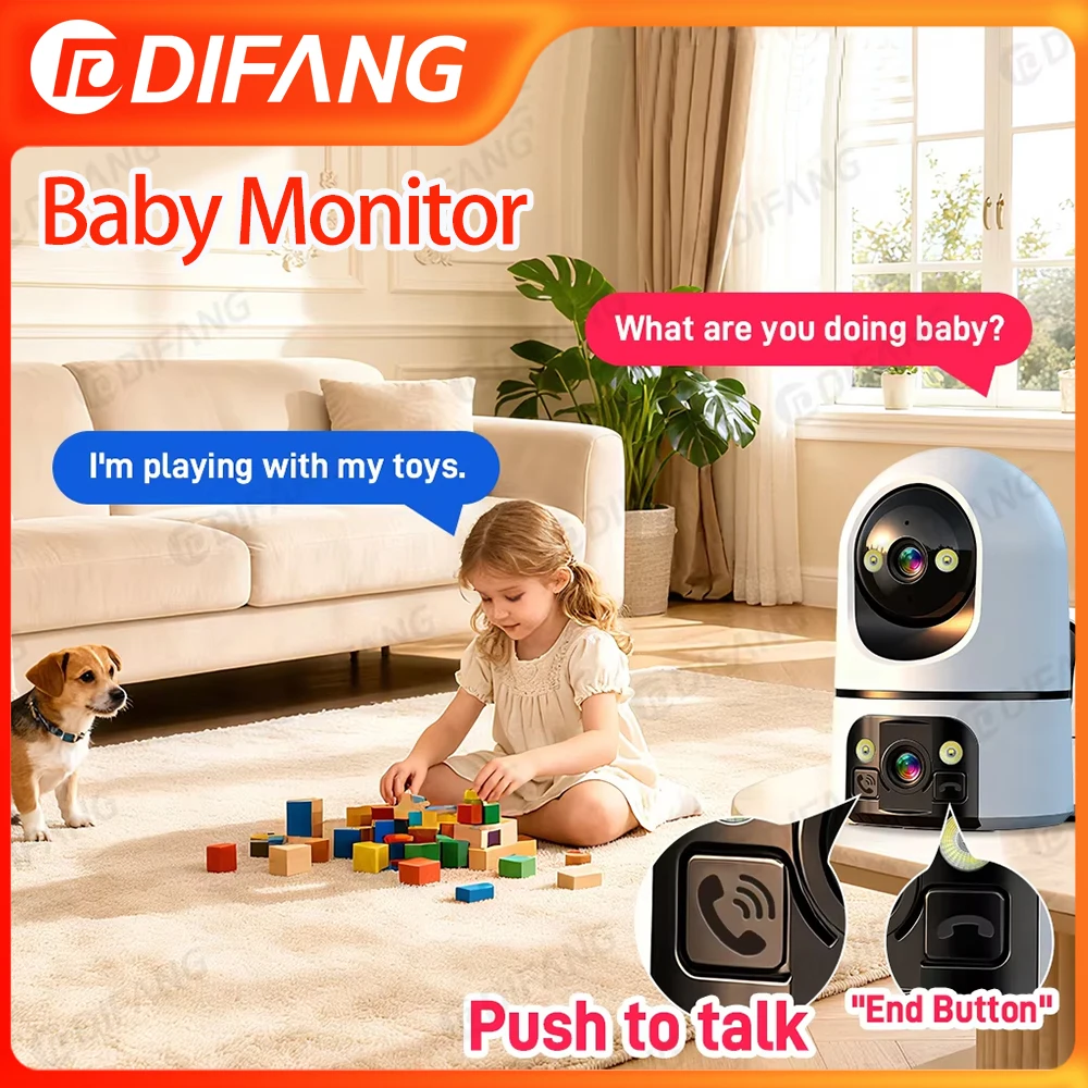 

Видеоняня с видеозвонками, 5K HD, автоматическим отслеживанием, 360° ° Камера для домашних животных с Wi-Fi, ночным видением, двусторонней аудиосвязью и облачным хранилищем