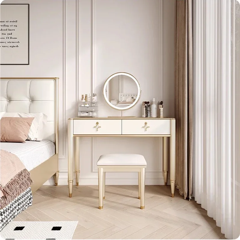 Apartment Modern Dresser Makeup Nordic Luxury Vanity Dresser Drawers White Stool Tocador Mueble Maquillaje Bedroom Fruniture