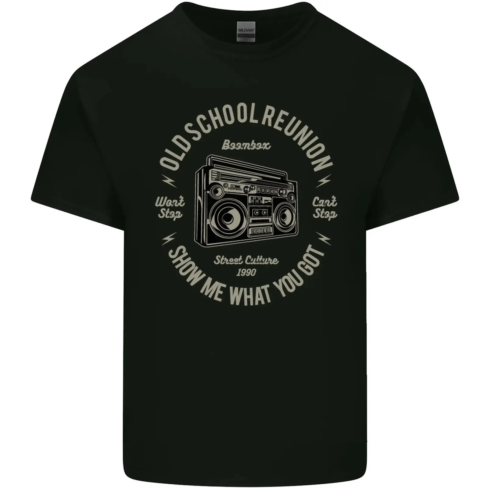 Camiseta de Hombre Estilo Retro Ghettoblaster Musik DJ, Ligera, de Algodón, Vintage, Lavada, Elástica, Versátil y Transpirable