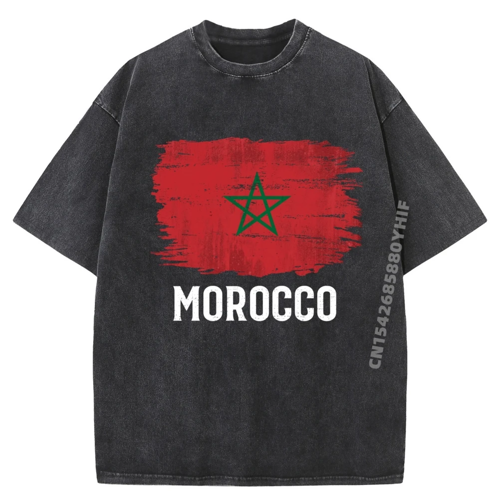 

Мужские футболки с принтом, винтажный флаг Марокко для марокканских топов и футболок, футболки с графическим рисунком, мужская классическая стираная одежда