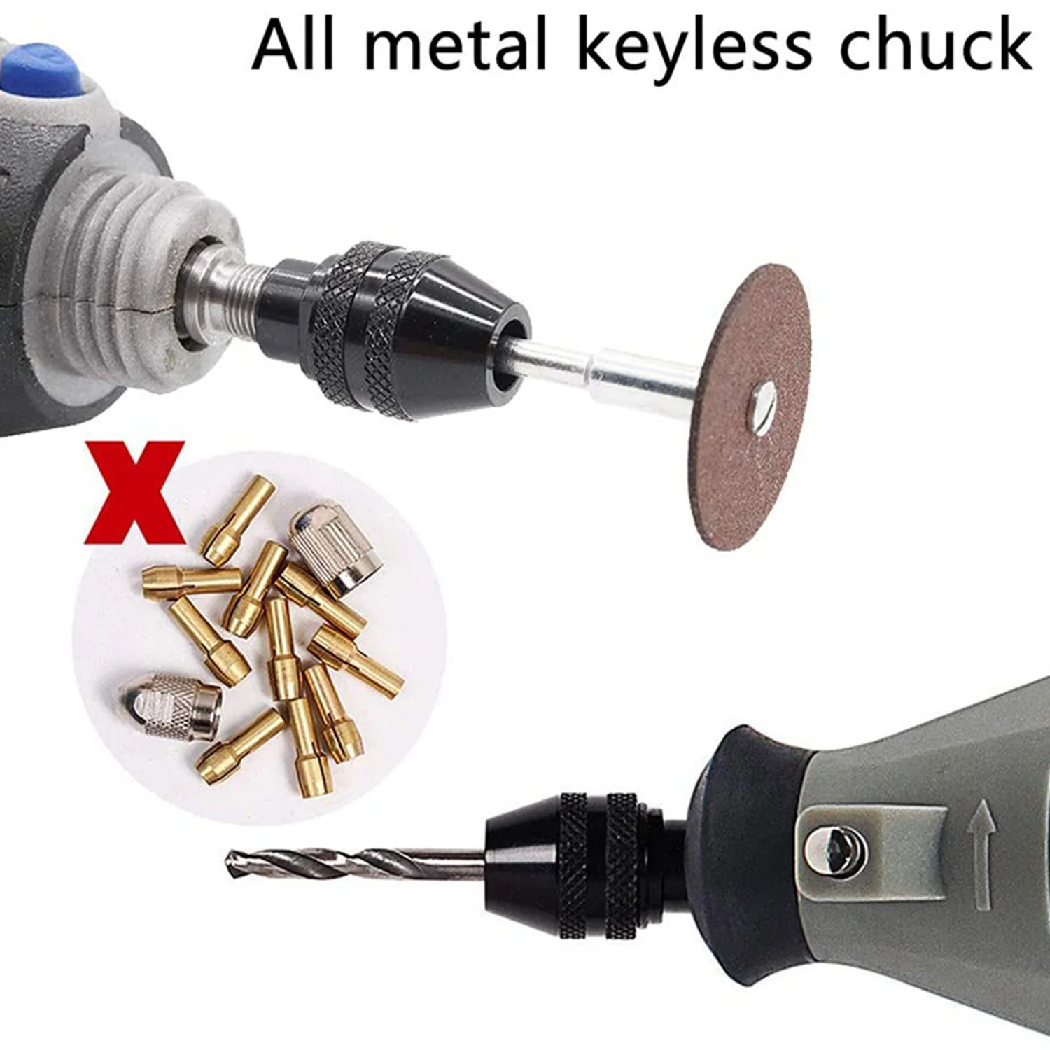

ABUF-31Pcs Cutting Discs For Dremel Rotary Diamond Cutting Wheel With 4 Pcs Quick Change Chuck Keyless Drill Chuck 0.4-3.2Mm