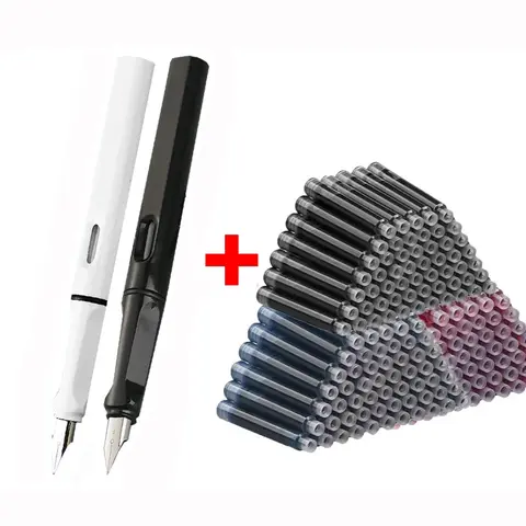 Bilashmart Fountain Pen Set Replaceable Ink Refill Calligraphy Multifunction Pens For Writing 0.38mm Office School Stationery Supplies