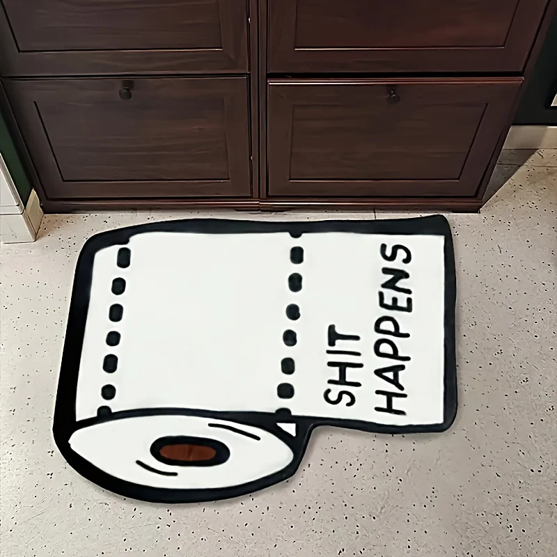 VIKAMA  Funny Carpet Shit Happen Personality Creative Doormat Bathroom Mat Rug For Bedroom Carpet For Living Room Home Decor