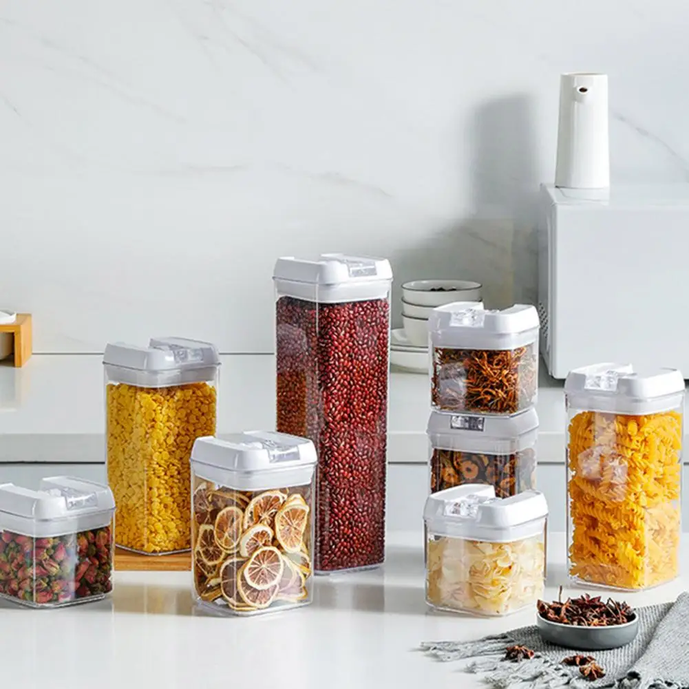 

Герметичный контейнер для пищевых продуктов, органайзеры для хранения продуктов, 7 шт., набор контейнеров для хлопьев без BPA с прозрачным дизайном для сухих
