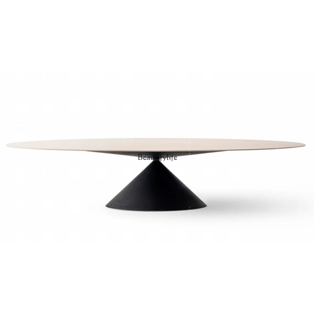 Italian natural marble dining table Modern simple oval stone dining table