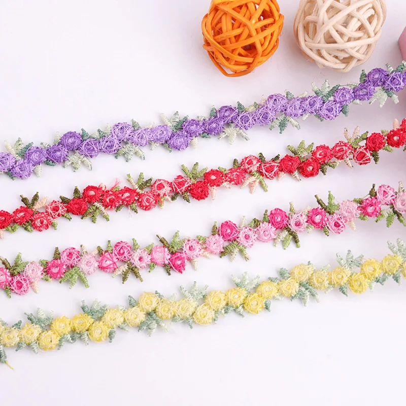 30Yards Floral Lace Fabirc Ribbon Embroidered Flower Lace Trim DIY Sewing Handmade Decorative Ribbon Polyester Lace Trim 15mm