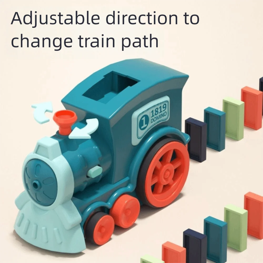 รถไฟโดมิโนตัวต่ออัจฉริยะพร้อมเสียงและแสงสำหรับเด็ก ชุดตัวต่อเสริมพัฒนาการ รถไฟเล็กวางตัวอัตโนมัติ รถไฟไฟฟ้าตัวต่อ