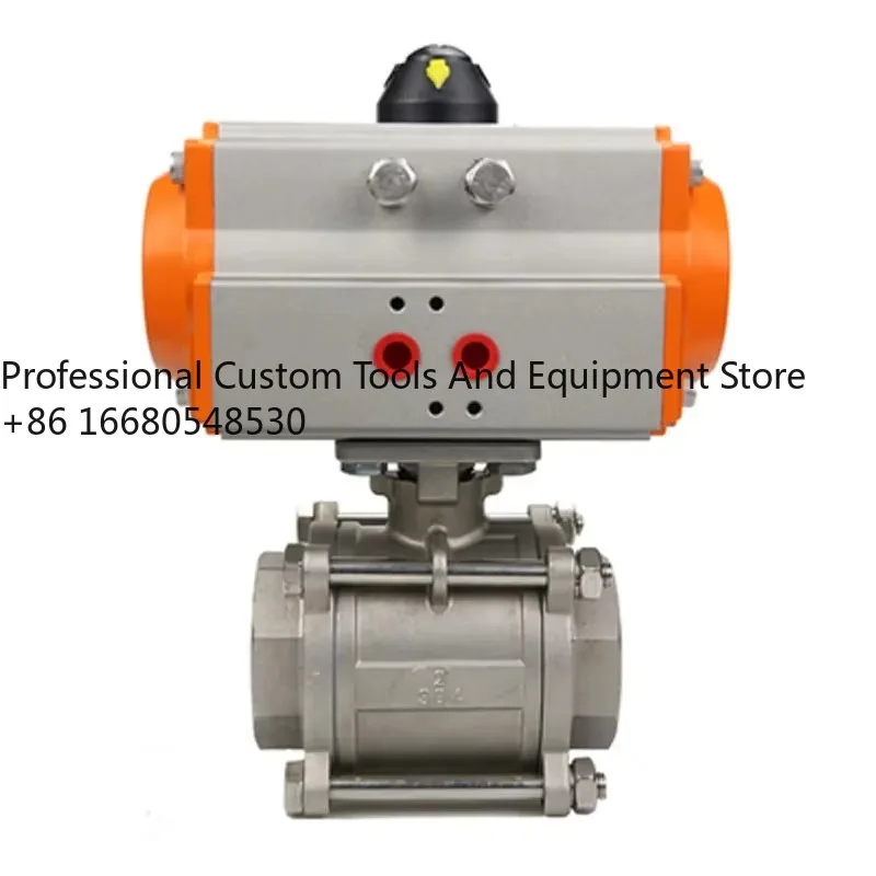 I4aDN8 DN10 DN15 DN20 DN25 DN32 DN40 DN50 Three Piece Pneumatic Ball Valve with High Platform 304 Double Acting Cylinder Made Ch
