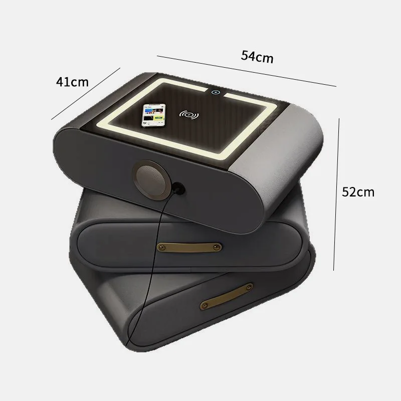 ut- Bedside Table Rotatable Light Luxury Advanced Simple Multifunctional Wireless Charging Speaker Storage Wood Tempered Glass-