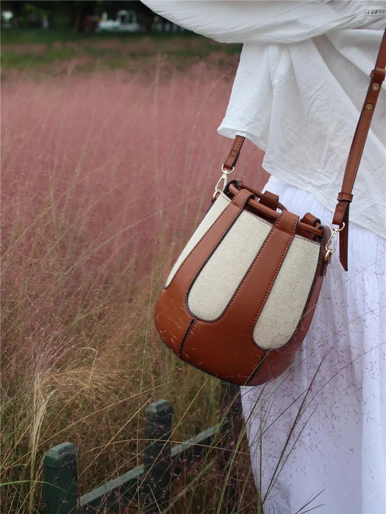 

Сумка-ведро с полым дизайном, женский кошелек и сумки, новые сумки на плечо, ретро, парусиновая сумка через плечо на шнурке, сумка-тоут