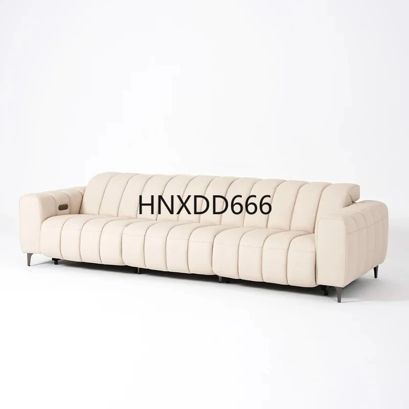 

Итальянский минималистичный кожаный электрический функциональный диван первого слоя из воловьей кожи, выдвижной, современная простая гостиная, диван-кровать