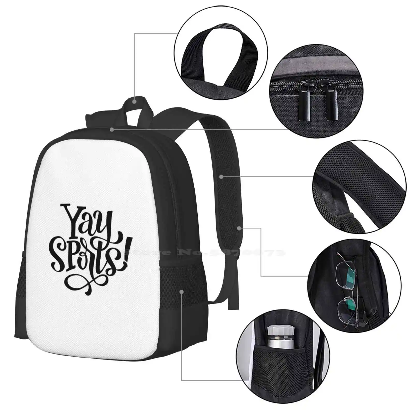 Yay Sports! Bag Backpack For Men Women Girls Teenage Sports Funny Sarcastic Hockey Baseball Basketball Football Team Golf