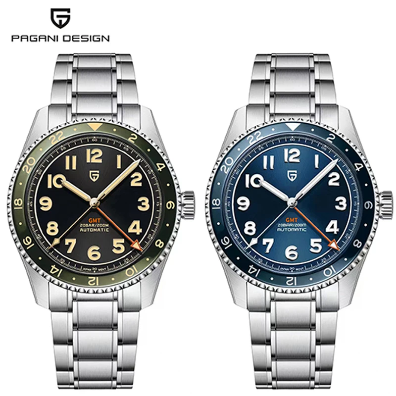 PAGANI DESIGN 2024 ใหม่หรูหราLeisureนาฬิกาTMI NH34AอัตโนมัติGMTนาฬิกาสําหรับชายRelogios Masculino