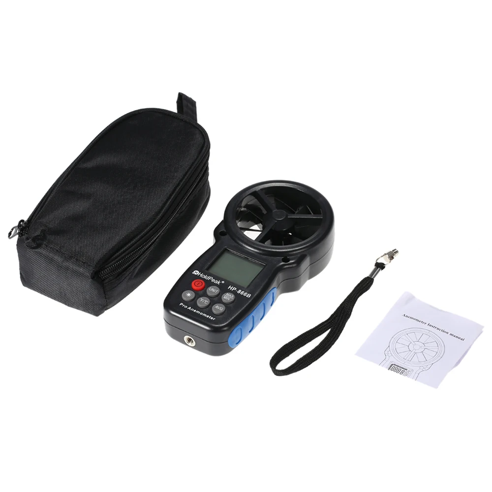 

HoldPeak HP-866B Mini LCD Digital Temperature Anemometer Wind Speed Tester Air Velocity Measuring for Sport