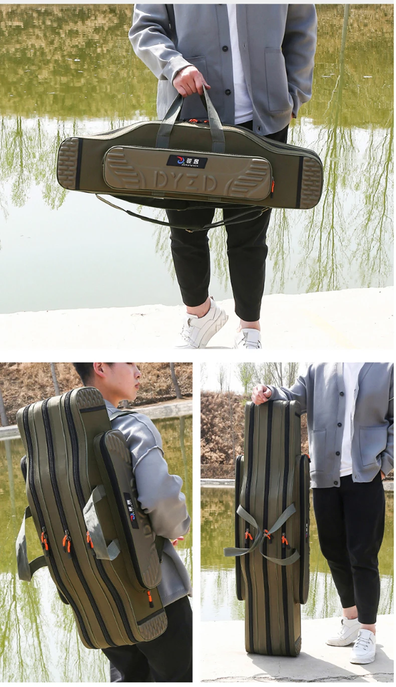 Angeltasche 2-4 Ebenen 130cm Angelruten-Tragetasche Leichter Angelruten-Köder-Rollen-Werkzeugkasten Wasserdichte Aufbewahrung Robuste Tasche – Detail 20